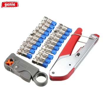 

22pcs Wire Stripping Pliers Kit Coaxial Cable Wire Stripper RG6/RG59 F Compression Connector Tool Crimping Pliers