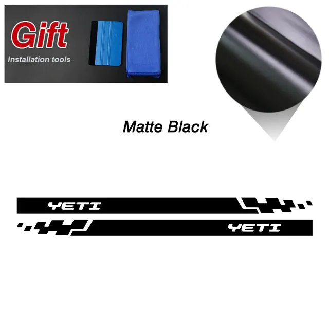 Racing Sport Car Styling Hood Engine Cover Decal Body Graphics Vinyl Side Stripes Skirt Sticker for Skoda Yeti Tuning Accessorie Side-Matte Black