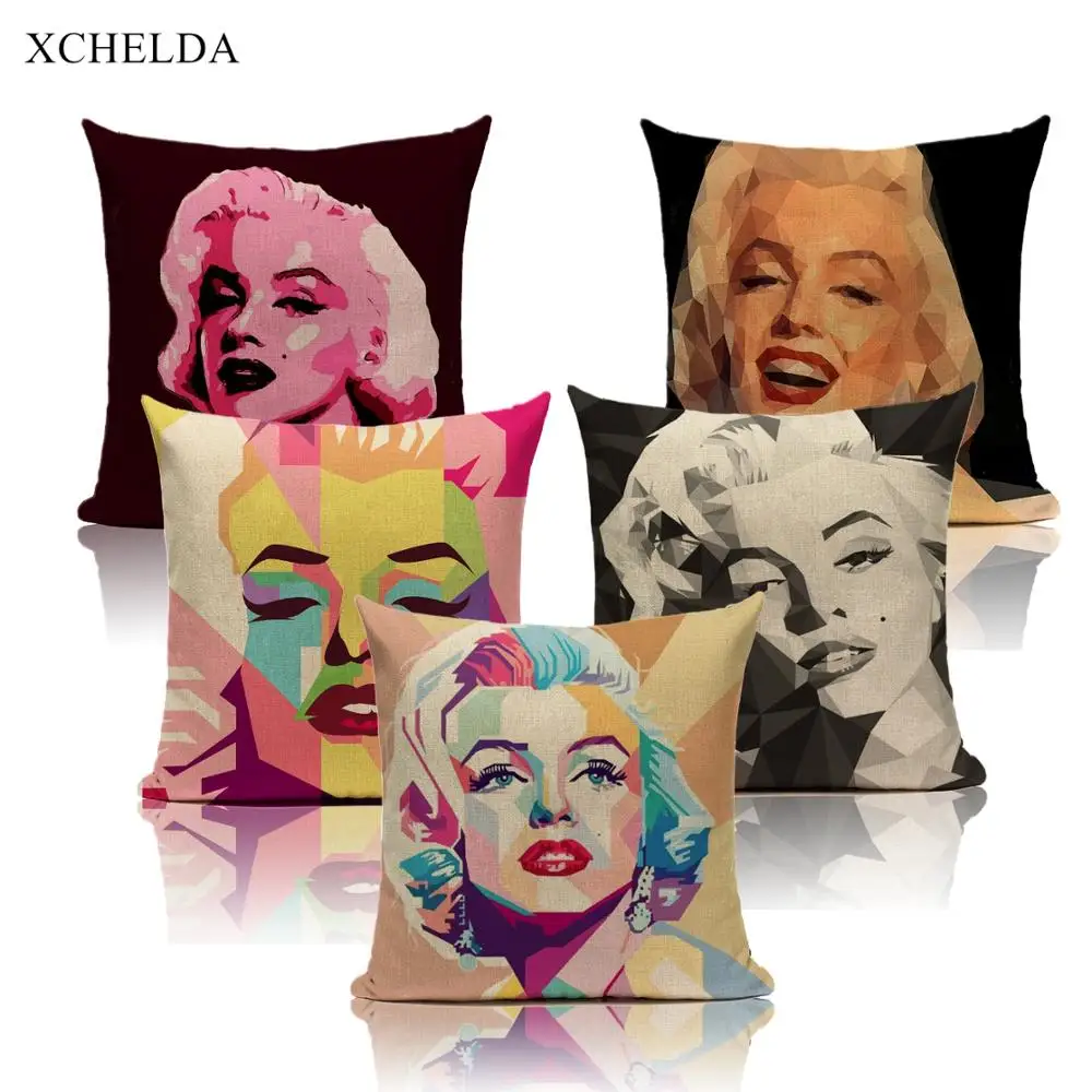 

Cushion Cover Marilyn Monroes Print Linen Decorative PillowCases for Sofa Car Seat Home Decoration Pillow Case 45*45 funda cojin