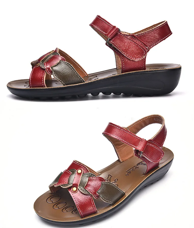 Casual Genuine Leather Sandals Women Wedge Sandals Platform Summer Shoes Ladies Sandalias Beach Shoes Chaussures Femme Size 43