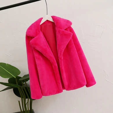 Rose Red ZADORIN плюс Размеры элегантный дизайн Для женщин Зимняя Теплая обувь на меху; свободные пальто розового цвета с искусственным мехом с отложным воротником Искусственный мех куртка женская верхняя одежда - Цвет: Rose Red