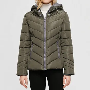 

Fashion Women's Winter Zipper Thickened Long Sleeve Short Cap Cotton Coat Detachable collar detachable hat Slim fit Outwear Y913