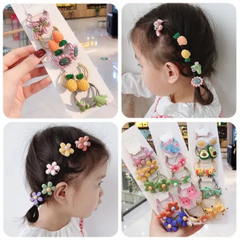

Cute Cartoon Animals Fruit Hair Bands 10pcs/set Girls Elastic Scrunchies Ponytail Holder Hair Ties Rings Kids Hair Accessories