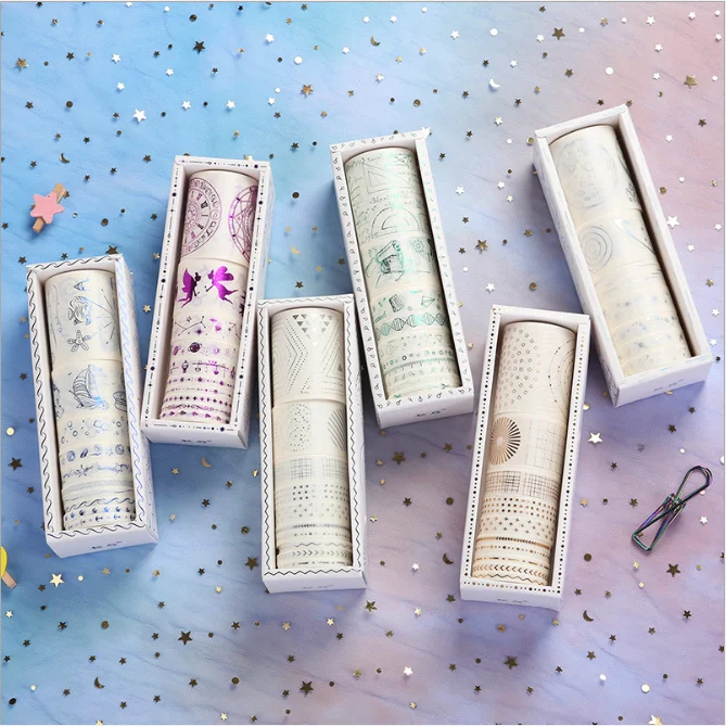 

10rollsTape washi tape masking tape stationery stickers scrapbooking decorative notebook diary Journal girl school Gilding