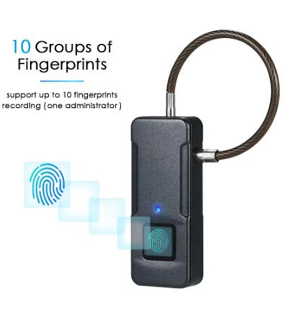Smart Keyless Fingerprint Lock Waterproof Fingerprint Unlock Anti-Theft Security Padlock Door Luggage Lock