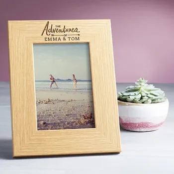 

Personalized The Adventures Picture frame, Wood engraved photo Frames, Solid Wood, wedding gift for Couples Friends, home decor