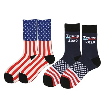 

2 Pairs American Flag Socks Trump Crew Socks Crazy Mid-calf Length Socks