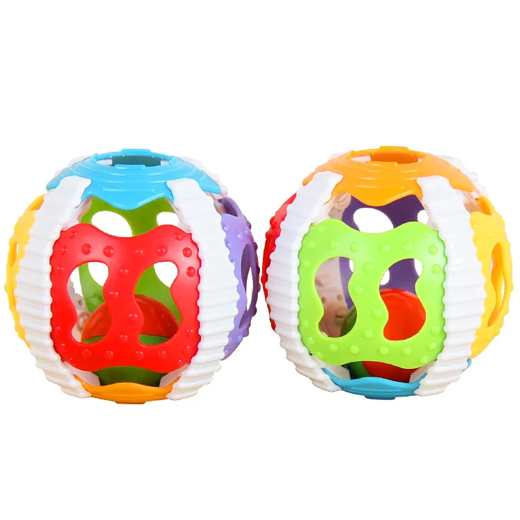 Игрушка-колокольчик для новорожденных, Детские развивающий Звоночек, мягкий силконус, 6 цветов, ручная погремушка с шариками, оптовая