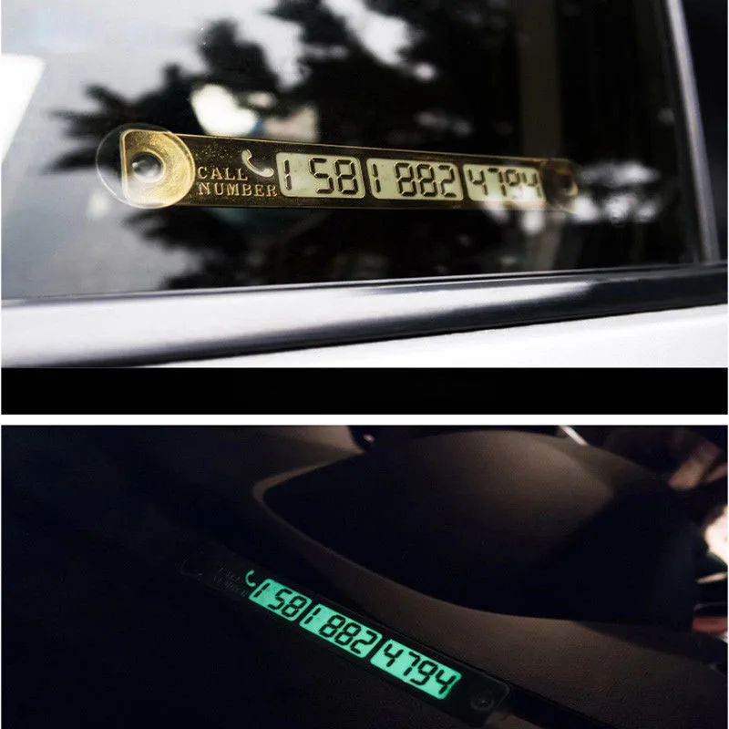 Car Styling Parking Notification Phone Number Card Luminous Plate W/Sucker