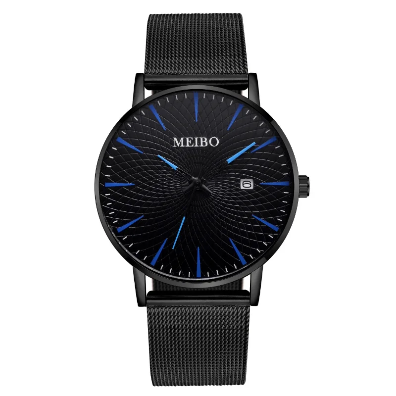 

Men Watches 2023 Luxury Male Ripple Ultra Thin Calendar Watch Women Business Stainless Steel Mesh Quartz Watch Relogio Masculino