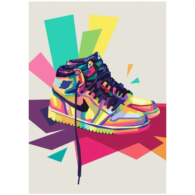 Modern couple sneakers canvas paintings, street art graffiti wall paintings and posters, family living room decoration paintings as the picture shows