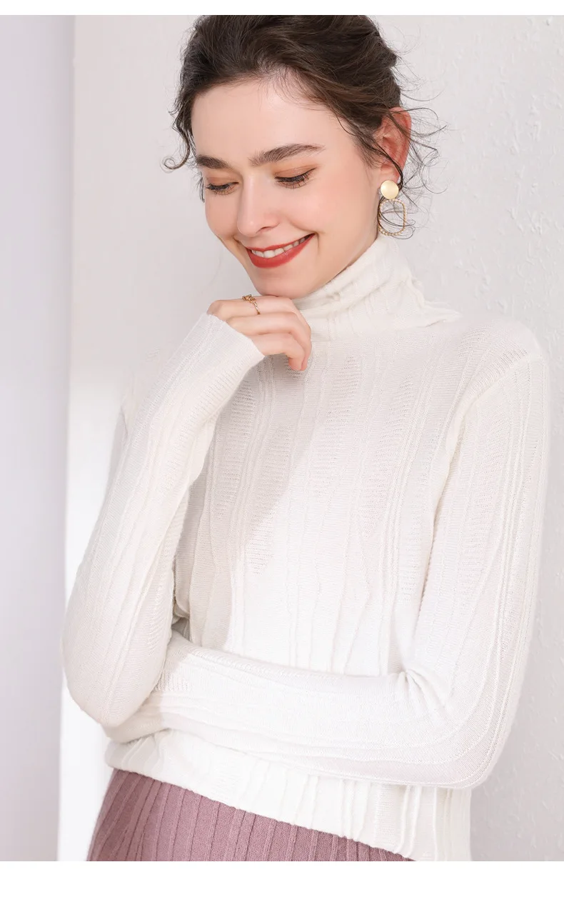 New Style Slim Fit Cashmere Sweater WOMEN'S Woollen Sweater Long-Sleeve Pullover Base Shirt Short Piles Collar Sweater