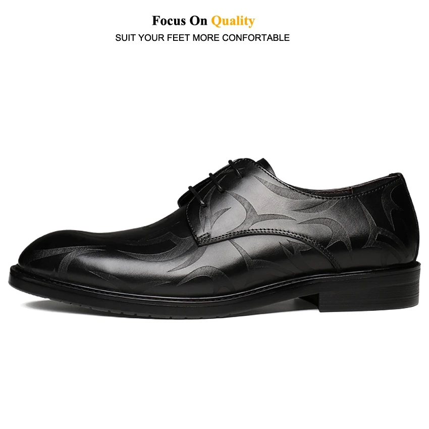Elegant Genuine Leather Men's Derby Oxfords Pointed Toe Laces Man Wedding Bridal Flats Formal Dress Handmade Party Shoes YMX710