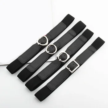 

Black Business Party Wedding Belts New Elastic Band Wide Belts Simple Down Coat Waist Belt Female Buckle Casual Accessories