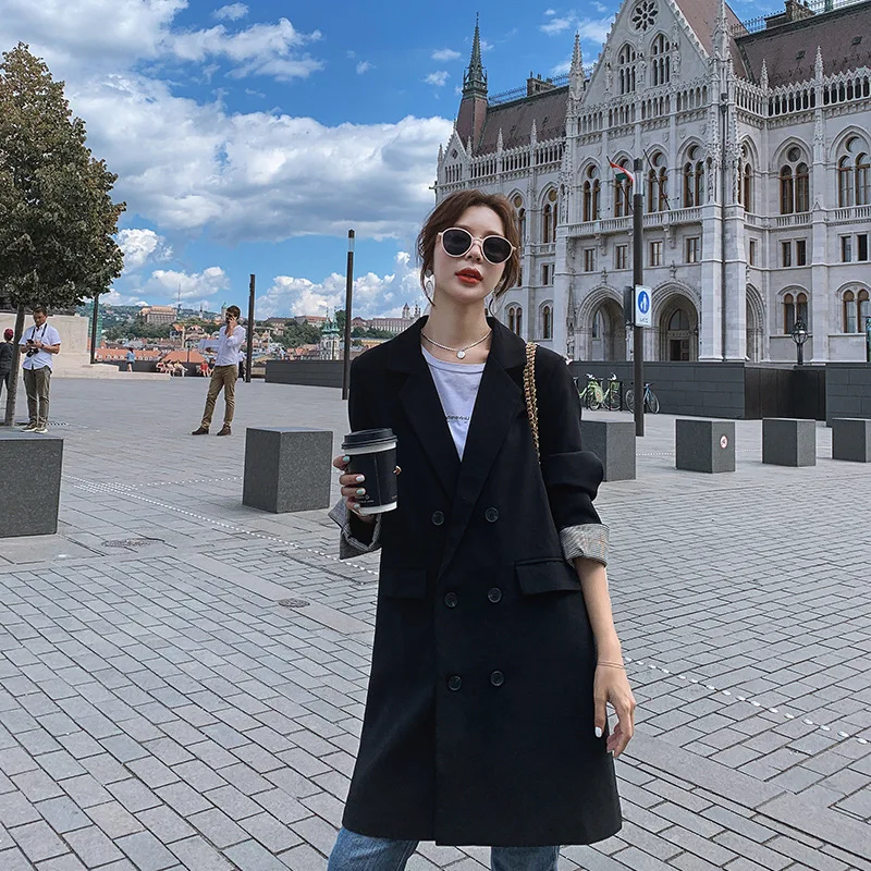 Маленький костюм для путешествий, женский, средней длины, Повседневный, для похудения, двубортный, весна и осень, стиль, элегантный, корейский стиль, Lo