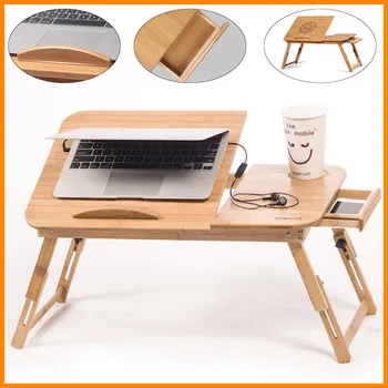 

Portable Laptop Bamboo Adjustable Minimalist Computer Modern Desk Bed Folding Create Fashion Tables Exquisite Flex with Drawer