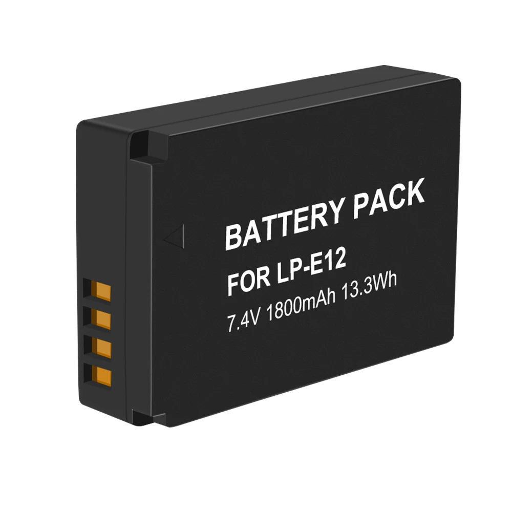 

1800mAh LP-E12 LP E12 LPE12 Li-ion Battery + LCD USB Dual Charger for Canon EOS M50, EOS M100,100D Kiss X7 Rebel SL1 Camera