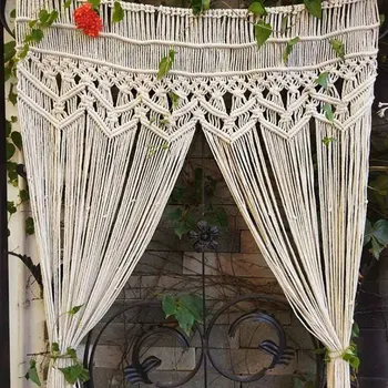 

95x180cm Handmade Bedroom Door Macrame Wall Hanging Tapestry Large Woven Home Decor Cotton Blend Living Room Gallery Art Curtain