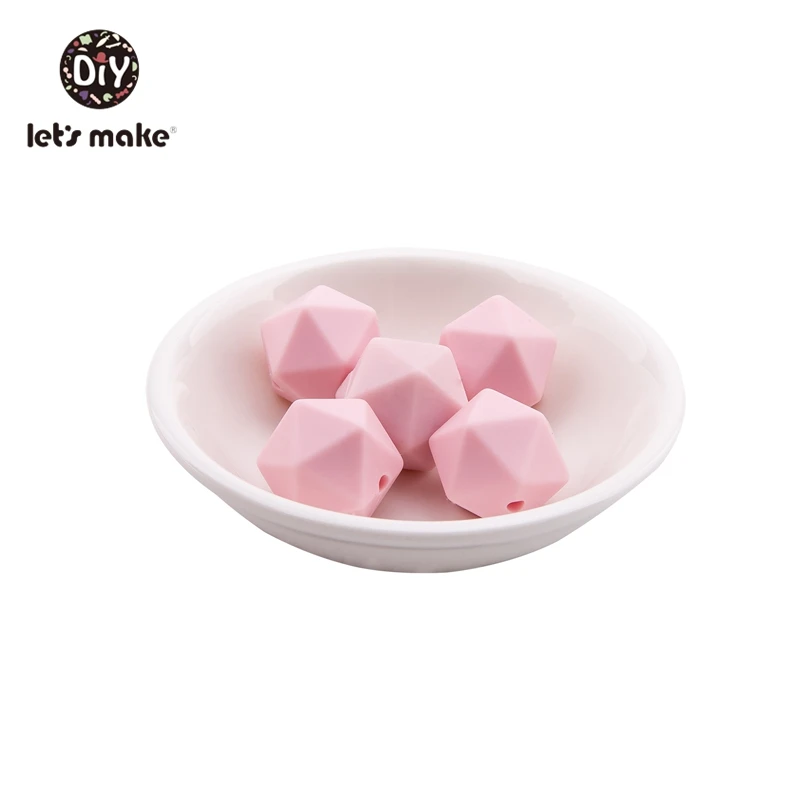 candy pink Let' s Make 50 шт. Детские Прорезыватели без бисфенола 14 мм Восьмиугольные бусины из кремния Diy браслет для кормления грудью игрушки для прорезывания зубов из пищевого сплава Силиконовые Бусины - Цвет: candy pink