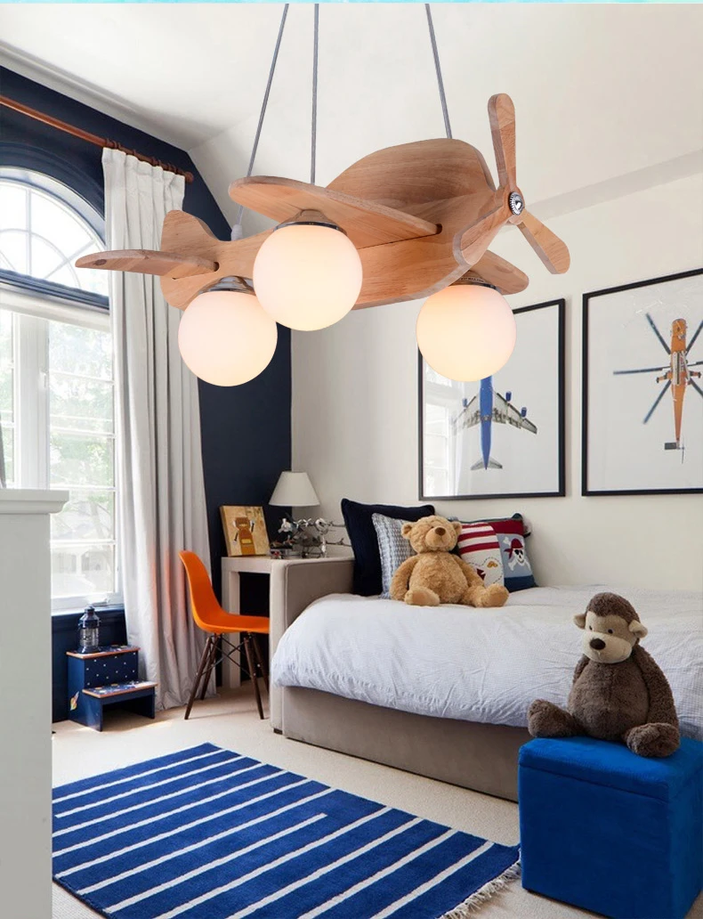 wagon wheel chandelier Wood Airplane Chandelier For Children Kids Boy Bedroom LED Hanging Pendant Lamp Nursery Aircraft Suspension Lights candle chandelier