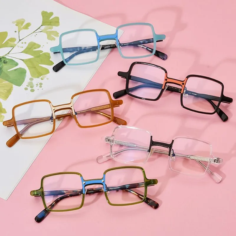 Japanese High Quality Acetate Glasses Frame Men Personality Square Eyeglasses For Women Clear Lens Prescription Eyewear