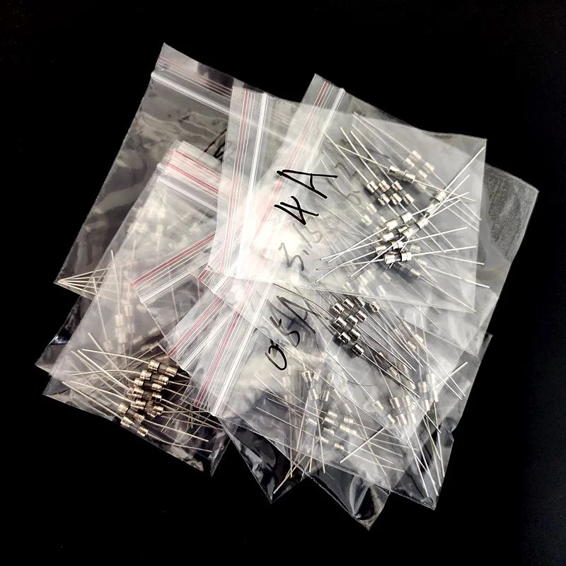 Glass tube fuse kit 10Kind 100Pcs 3.6*10mm 250V Double Pin Fast blow Glass Fuse Fith Lead Wire Mix Set 0.5A-10A