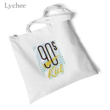 Lychee Harajuku, Женская Холщовая Сумка с буквенным принтом, Экологичная большая сумка для покупок, оригинальная складная сумка на плечо для путешествий