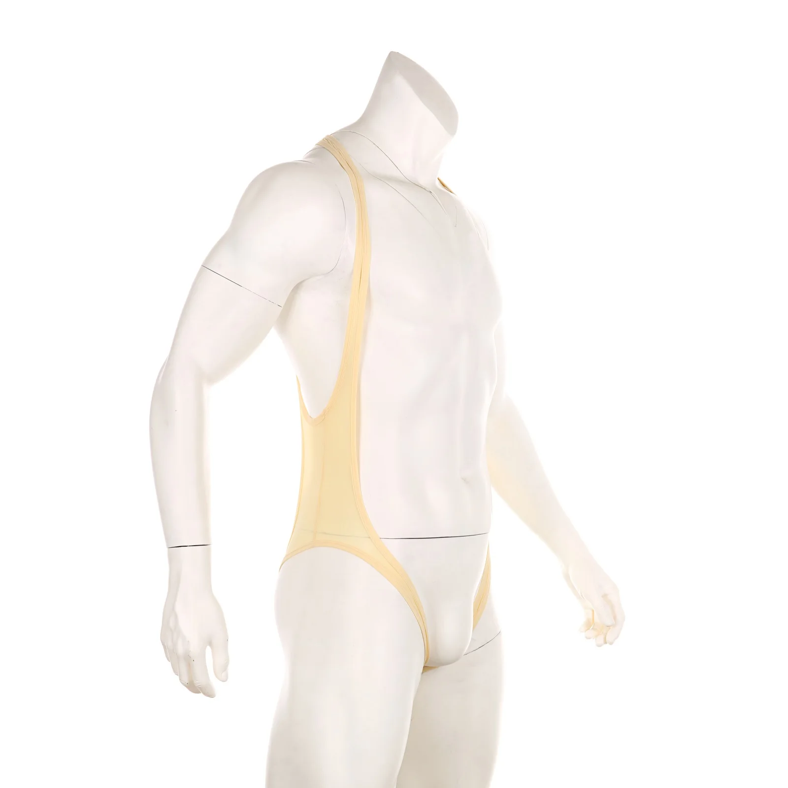 Body De Lutte Homme - Justaucorps Une Pièce En Maille, Style Jockstrap, Ouvert Sur Le Devant