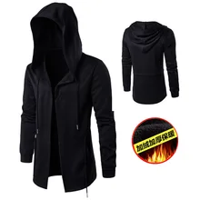 Зимнее темное Мужское пальто средней длины плюс бархатная накидка волшебника толстое пальто с капюшоном JRD045