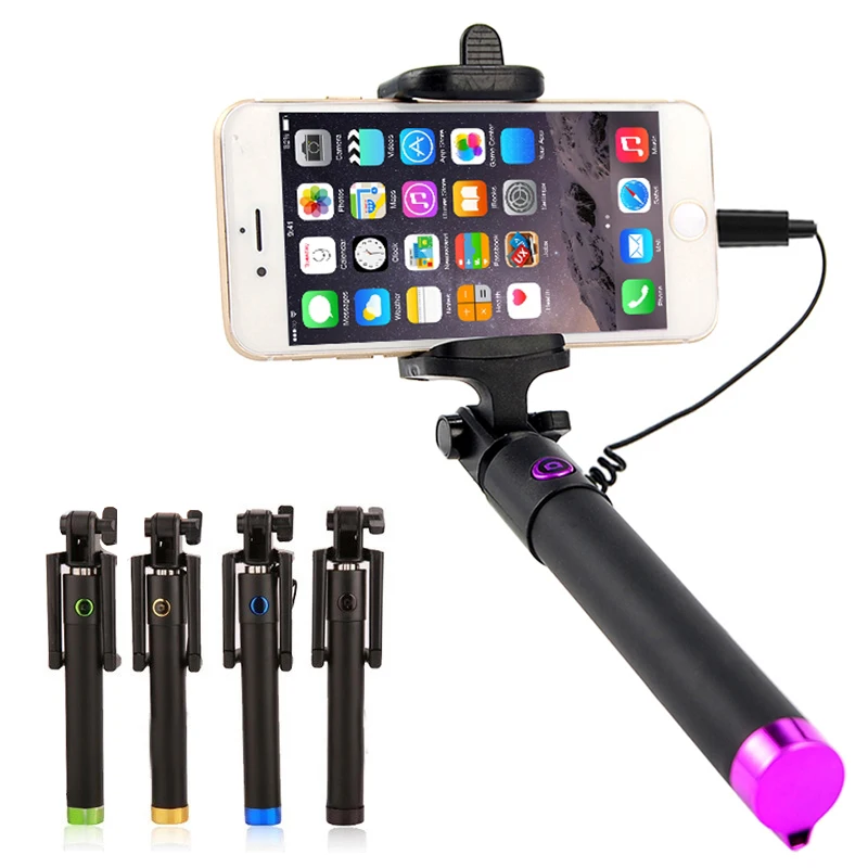 Monopié extensible y ligero para selfies, palo de Selfie portátil con cable para iPhone 11, 12 Pro Max, Mini, XS, XR, X, 10, 8 Plus