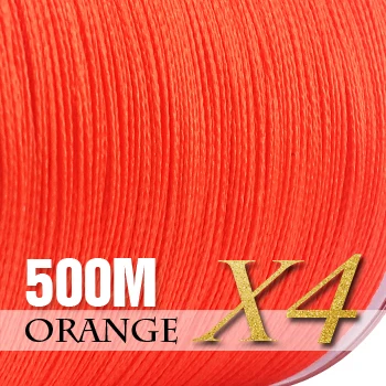 SIECHI бренд леска 500 м 4 пряди PE плетеная леска провода 12 15 20 30 38-43 52 65 83LB - Цвет: Orange