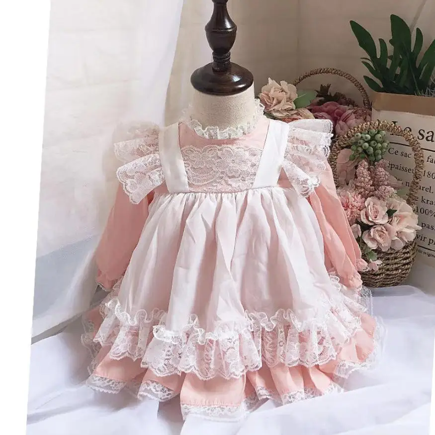 Испанский винтажный Дворцовый стиль, платье принцессы для девочек детское милое кружевное платье из двух предметов, детская одежда, Vestidos Y1903