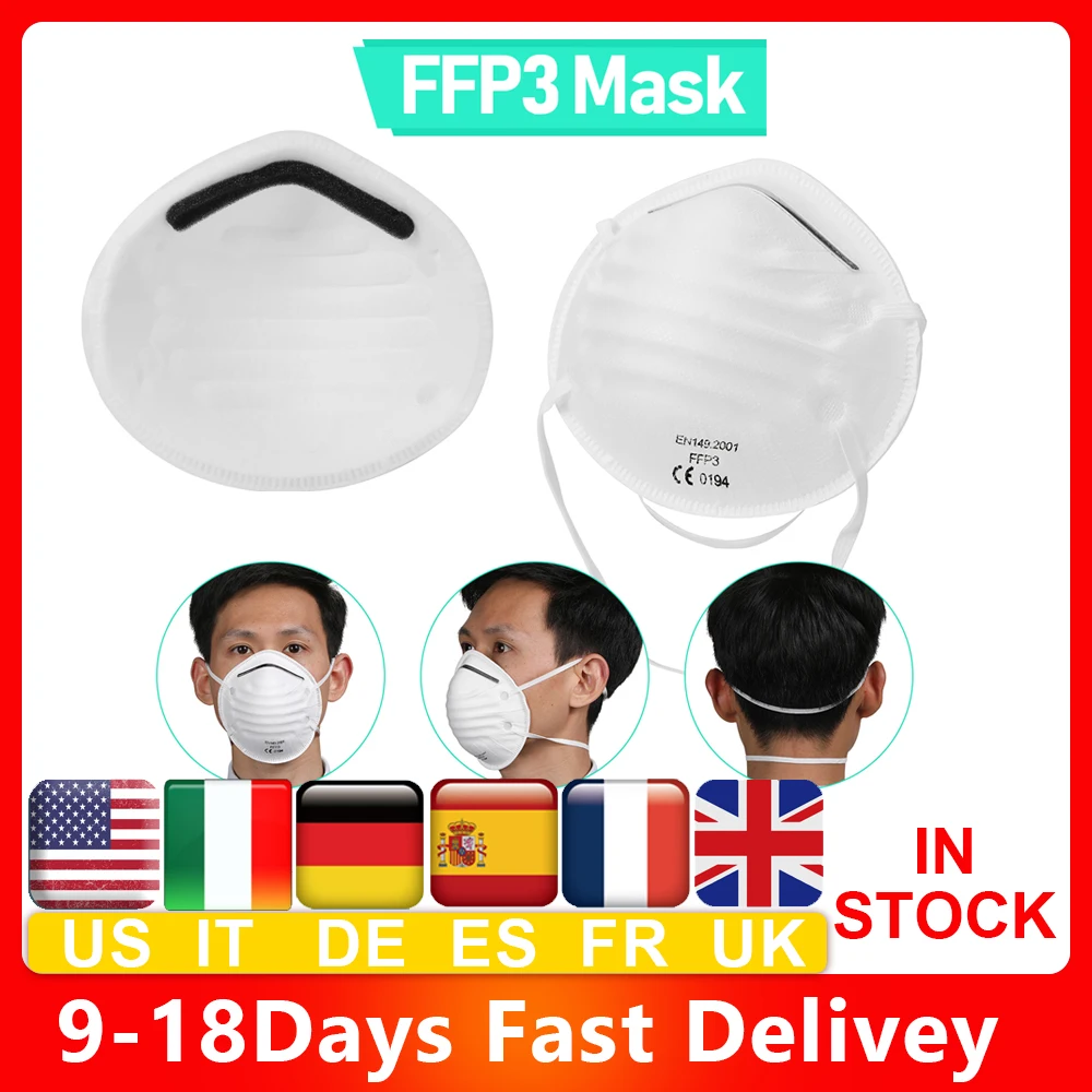 

20-100pcs FFP3 Mask CZ US Stock Cup Type 4-layer Civilian Masks Dustproof Breathable Face Mask Non-woven Mask FFP2 N95 KF94 KN95
