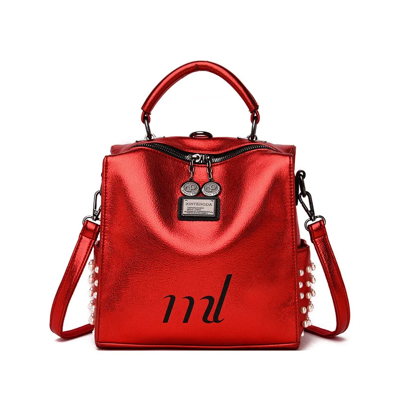 Новая мода 3 в 1 женский рюкзак из мягкой кожи роскошный рюкзак дизайнерские рюкзаки женские высококачественные жемчужные сумочки Mochila Mujer - Цвет: Red