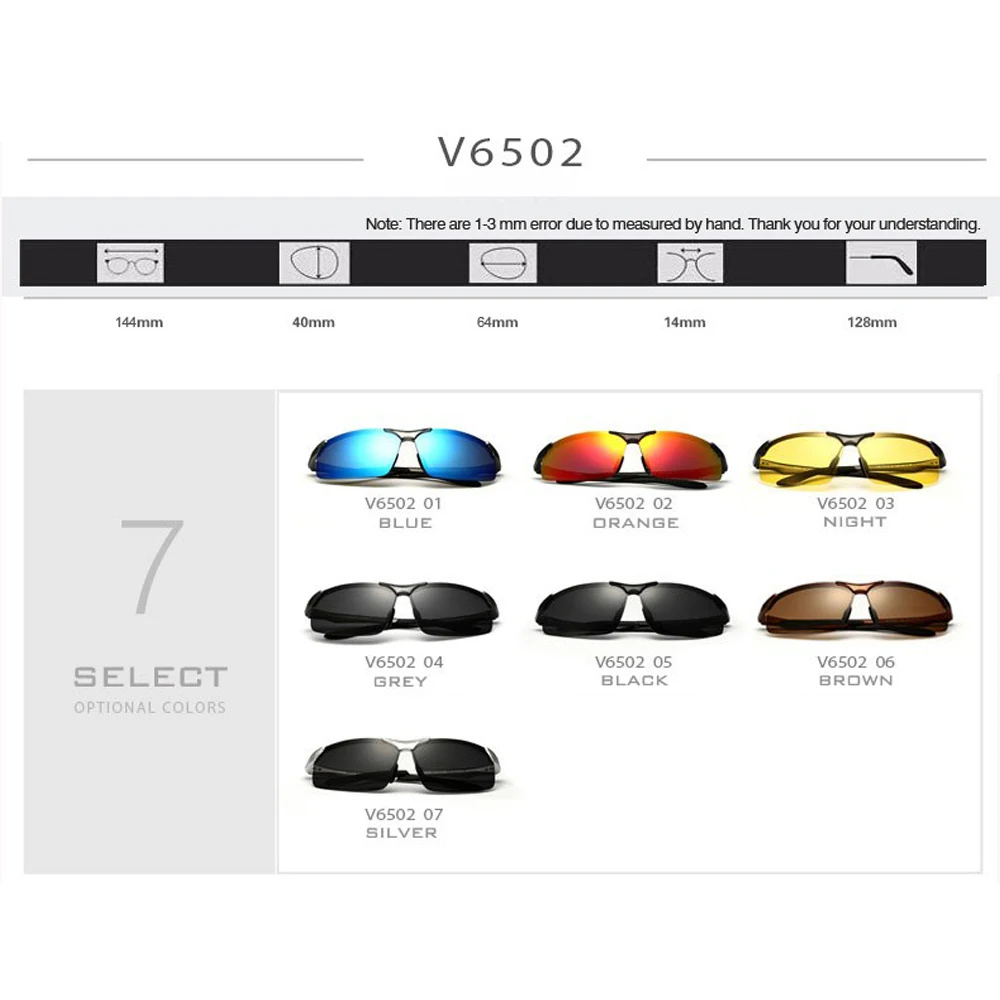 VEITHDIA Aluminum Magnesium Men's Polarized VU400 Sun Glasses Night Vision Mirror Male Eyewear Sunglasses Goggle Oculos 6502 night vision glasses polarized sunglasses