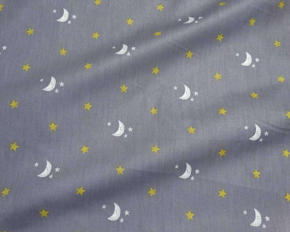 100% хлопок саржевая ткань олень Луна Звезда принт дышащая Лоскутная Ткань Сделай