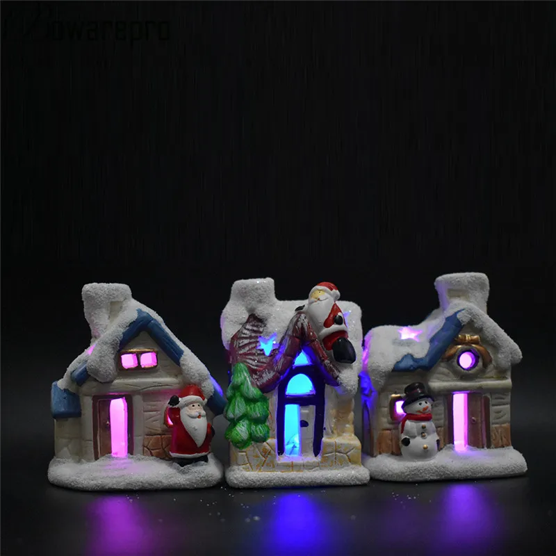Рождественский полимерный сценический деревенский городок с ярким мигающим светодиодный светильник с батареей рождественские подарки для детей
