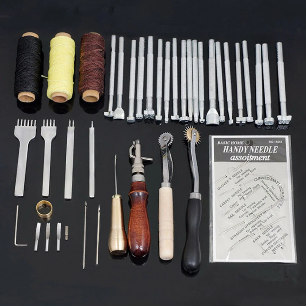 

48pcs Durable Home Sewing Stitching Carving Edge Skiving Groover Practical Leathercraft Tool Set Stamping DIY Professional Punch