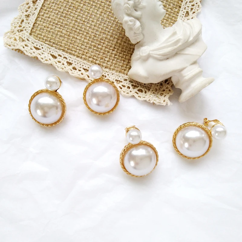 

Vintage Big Simulated Pearl Long Dangle Earrings Round EarDrop Imitation Pearls Creative Earrings Women Girl Bridesmaid Wedding