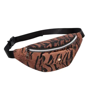 

leopard small Women Double Zipper Shoulders Leopard Waist Pack Letter Purse Mobile Phone Bag convinient portable practical