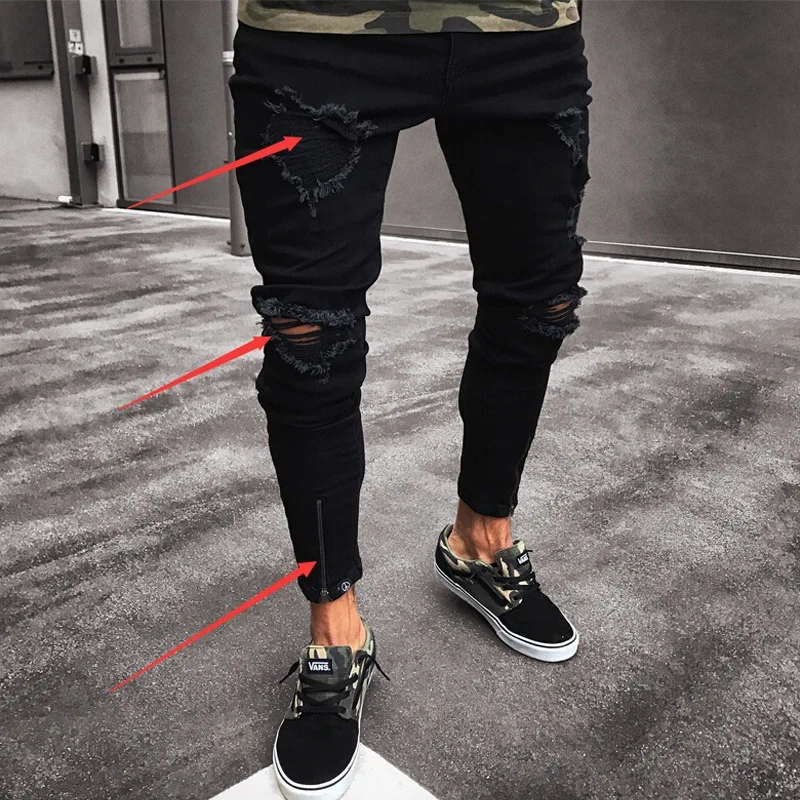 Jeans black ripped mens Clearance
