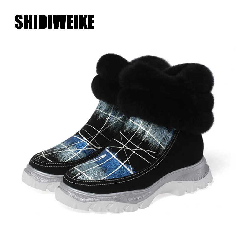 

2020 new warm snow boots high quality winter ladeis shoes comfortable flat heel round toe zipper ankle boots J974