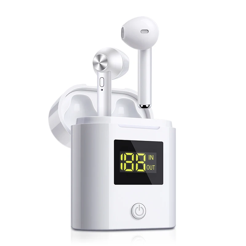D019 Bluetooth 5,0 наушники HD стерео беспроводные наушники Спортивная гарнитура со светодиодным дисплеем зарядное устройство чехол для всех телефонов iPhone