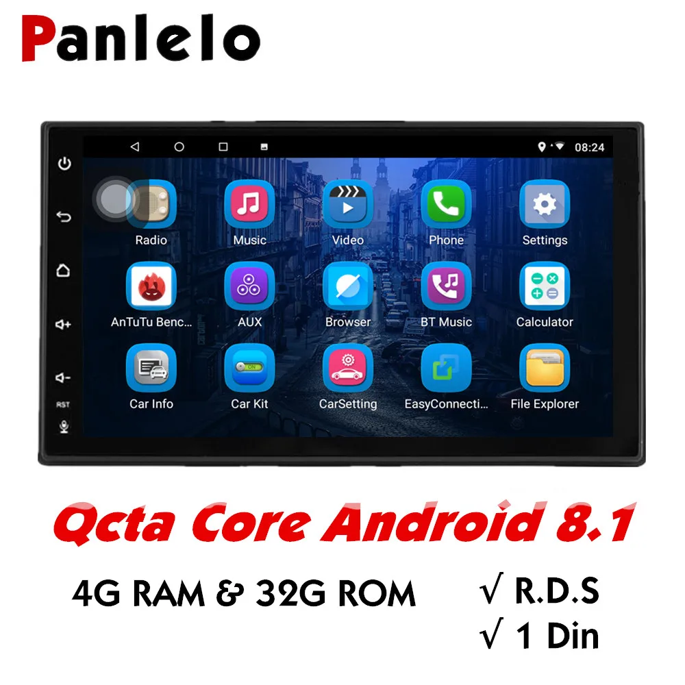Автомагнитола Panlelo S4Max Qcta Core 1 Din Android 8 GPS навигация 4 Гб ОЗУ 32 ПЗУ 7 дюймовый