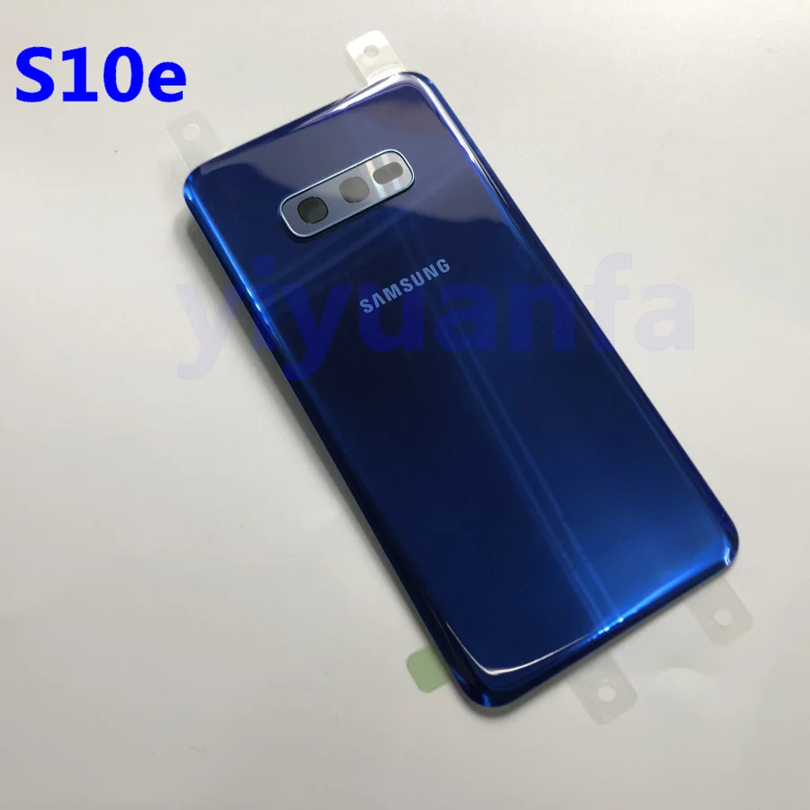 S10E blue Для samsung Galaxy S10e G970 G970F G970FD задняя крышка батарейного отсека задняя стеклянная крышка Корпус чехол Замена батарейного отсека стекло камеры S10 - Цвет: S10E blue