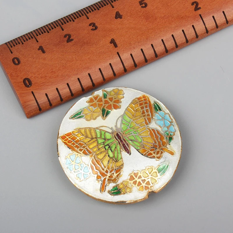 Handwork  Colorful Enamel Large Butterfly Round Bead Cloisonne Filigree Copper Accessories DIY Jewelry Making Necklace Pendants