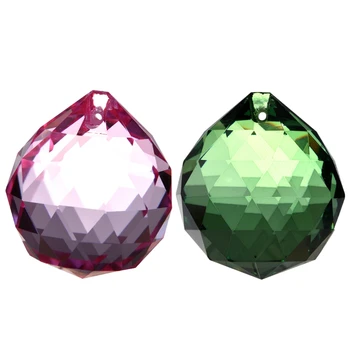

Promotion! 40mm Feng Shui Crystal Ball - Pink & Green 2PCS