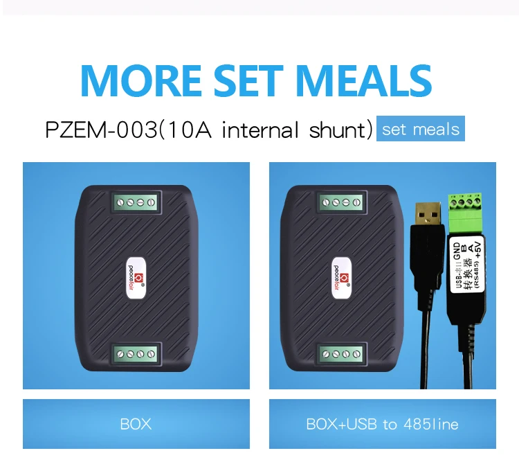 Peacefair PZEM-003 300V 10A Wattmeter Voltmeter RS485 Modbus Volt Amp Current Power Energy Car Voltage Tester With USB Converter