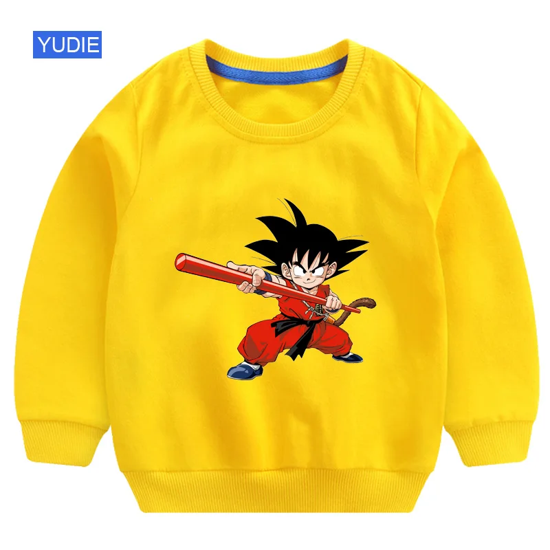 sweatshirt yellow Толстовка с капюшоном и милым принтом «Жемчуг дракона» для маленьких мальчиков и девочек; Детский свитер; повседневные толстовки; осенне-зимняя одежда с капюшоном - Цвет: sweatshirt yellow
