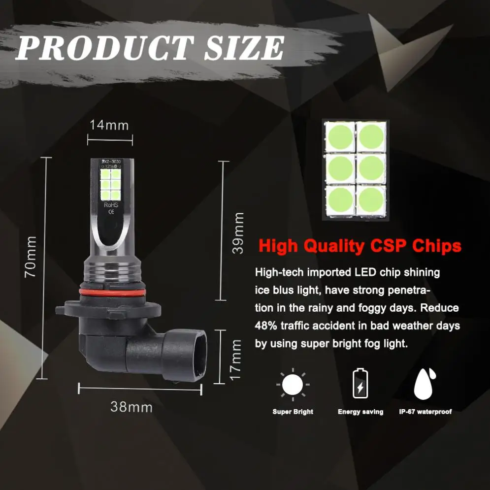 2 шт H11/H8/9005/9006/H1/H3/H7 1200LM 8000K холодный синий светильник для вождения автомобиля, лампа для автомобиля, светильник для автомобиля